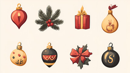 christmas celebration symbol set illustration.ai generative