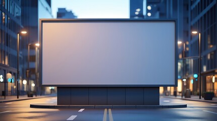 Large illuminated digital billboard in a modern city at night, perfect for showcasing advertisements, branding designs, or promotional campaigns in high-traffic urban environments

