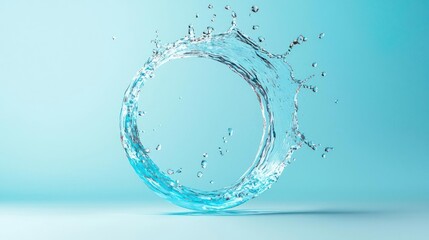 Fototapeta premium Water Circle Splash on Blue Background