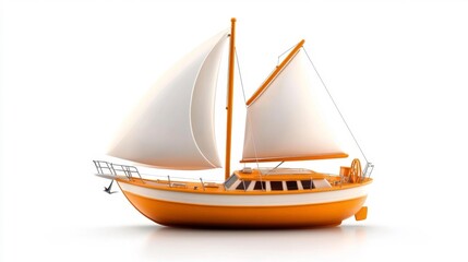 Obraz premium Orange Toy Sailboat on White Isolated Background. Generative AI