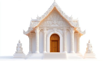 Intricate White Temple with Golden Accents
