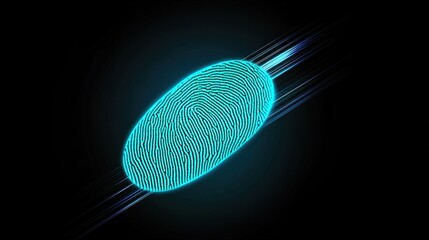 Futuristic Neon Fingerprint on Dark Background Technology Concept