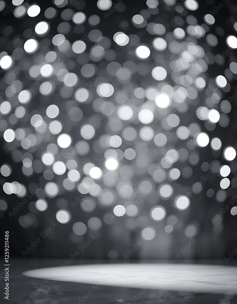 Poster elegant bokeh lights backdrop with illuminated floor for presentations