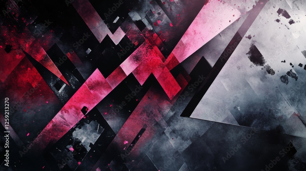 Aufkleber An abstract background with geometric shapes and sharp angles, using contrasting colors and patterns to create a modern and edgy visual effect.