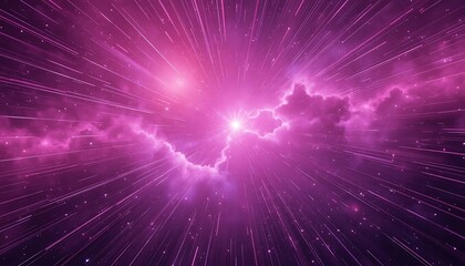 Fototapeta premium Hyperspace Jump: Pink Galaxy Nebula with Streaking Star Trails