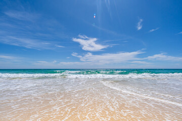 Empty tropical beach and seascape, Beautiful sandy beach and sea in sunny day,Blue sky in good...