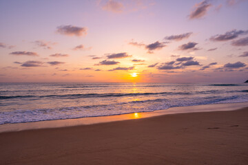 Sunset or sunrise sky clouds over sea sunlight in Phuket Thailand Amazing nature landscape seascape