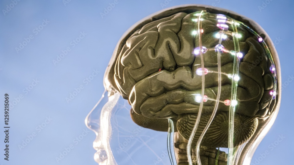 Poster an intricate visualization of neural pathways lighting up in vibrant colors showcasing activated mem