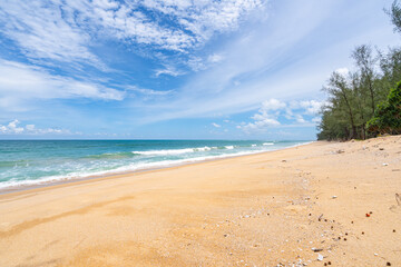 Empty tropical beach and seascape, Beautiful sandy beach and sea in sunny day,Blue sky in good...