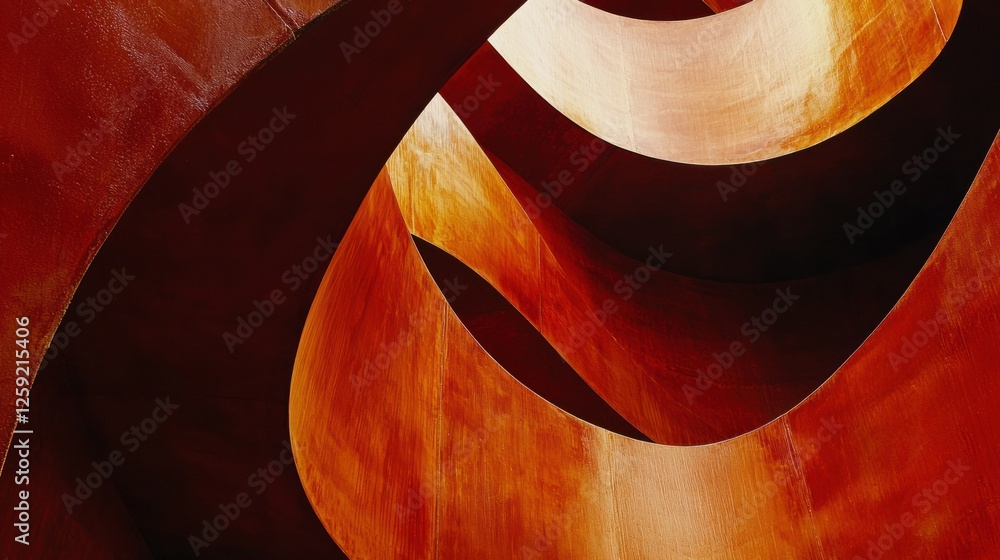 Poster abstract curved shapes in orange and red color scheme