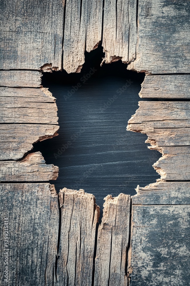 Aufkleber old wooden planks frame showing dark background with copy space