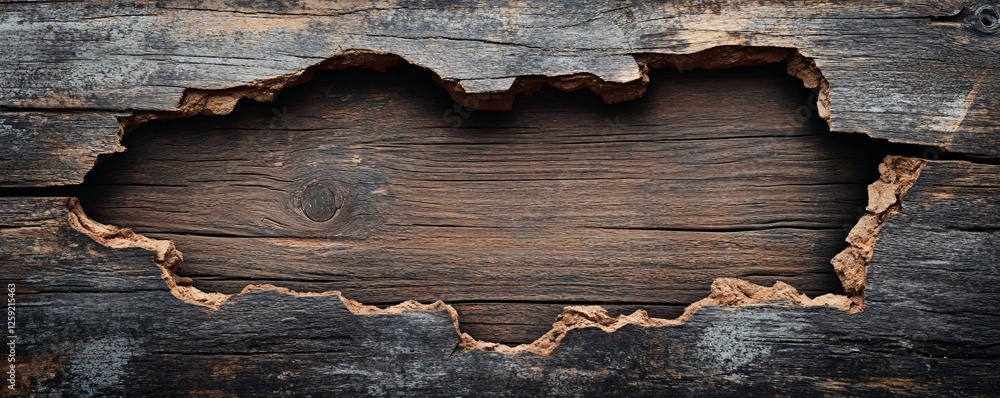 Poster old grunge wooden surface with damaged frame creating copy space background