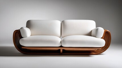 Elegant Modern Sofa Design: White Upholstery and Wooden Frame