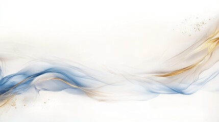 Abstract Blue and Gold Ink Wash Painting