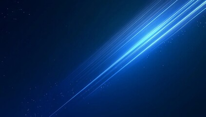 Diagonal blue light streaks on dark background with specks