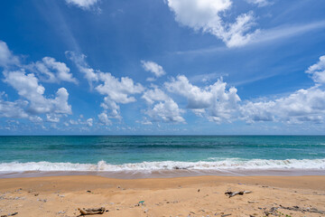 Empty tropical beach and seascape, Beautiful sandy beach and sea in sunny day,Blue sky in good...