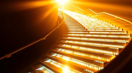 Illuminated Stairway Leading to Bright Light Symbolic of Hope and Success