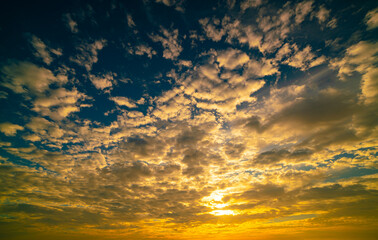 Landscape of colorful clouds in sunset or sunrise sky over sea with reflection in the tropical sea,Beautiful seascape scenery,Amazing light of nature Landscape nature background