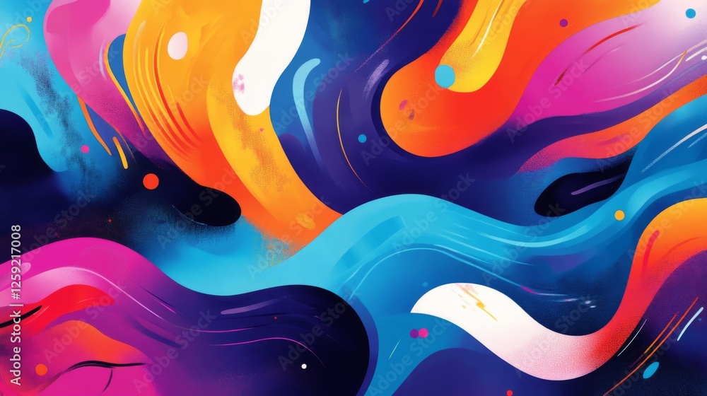 Poster a vibrant abstract background featuring swirling colors and fluid shapes, creating a dynamic and ene