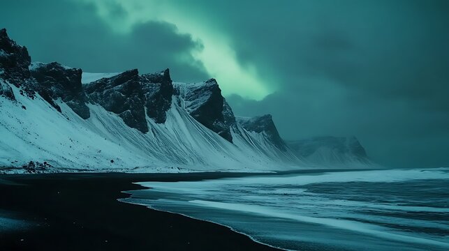 Icelandic Coastal Majesty: A Breathtaking Winter Seascape