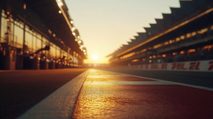 Fototapeta premium Sunset over a race track at the start line