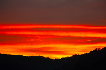 Landscape of colorful clouds in sunset or sunrise sky over sea with reflection in the tropical sea,Beautiful seascape scenery,Amazing light of nature Landscape nature background