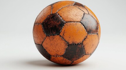 Vintage Leather Soccer Ball on White Isolated Background. Generative AI