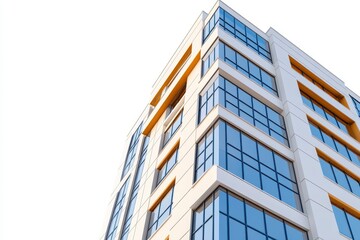Fototapeta premium Modern Building with Blue Glass Windows and Off-White Walls