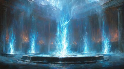 Deep within ancient temple ruins lies altar devoted Lilith first demon queen. serpentine statue emits haunting glow while floating candles illuminate sinister ambiance.
