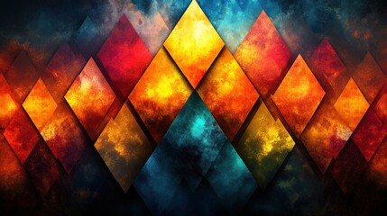 Fototapeta premium Fiery diamond pattern backdrop, smoky abstract design, digital art, website header