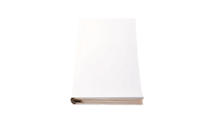 Closed white book on flat white surface, ideal for book cover designs, educational blog posts, minimalist backgrounds, or literary presentations.