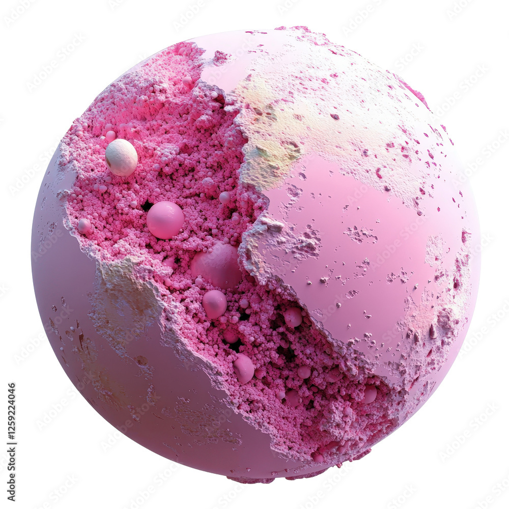 Poster pink and white substances mixed together on a flat surface creating an abstract pattern on white bac