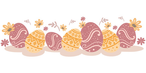 vector design of ornamental eggs and leaf elements, flowers for easter day eps 3