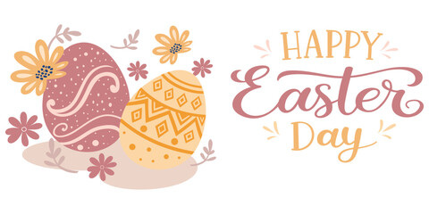 vector design of ornamental eggs and leaf elements, flowers for easter day eps 2