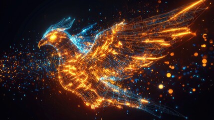 Obraz premium Fiery Phoenix, A Digital Masterpiece