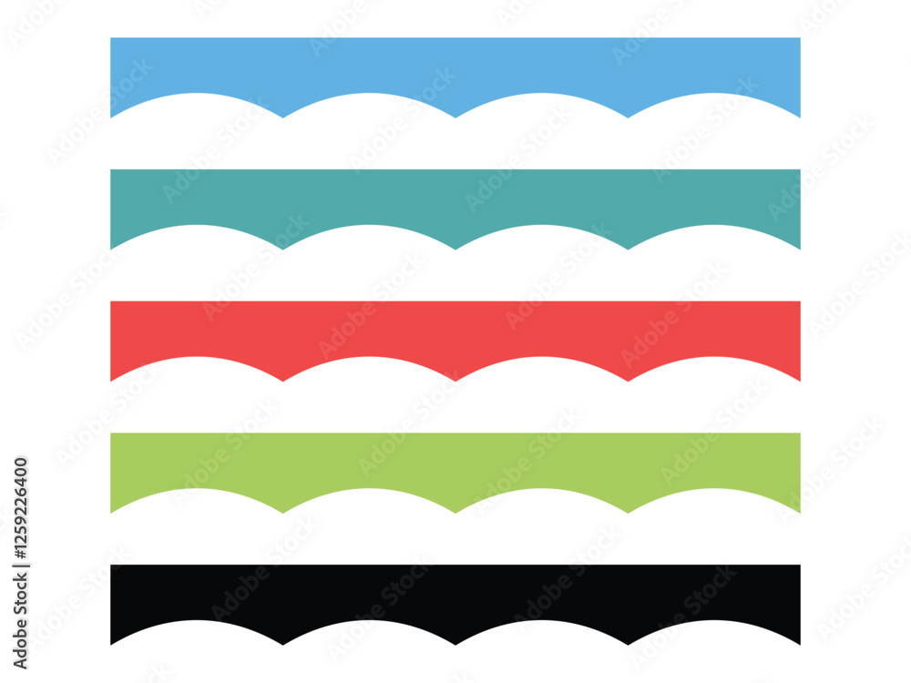 Poster set of editable banner header and separator symbol design illustration isolated on transparent backg