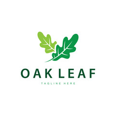 oak logo design simple illustration of oak tree and oak leaf simple with black silhouette concept plant template symbol