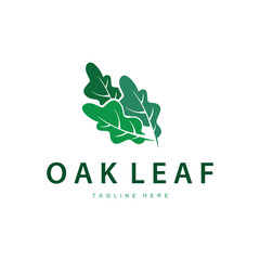 oak logo design simple illustration of oak tree and oak leaf simple with black silhouette concept plant template symbol