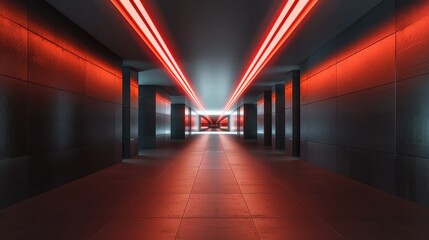 Illuminated Corridor Showcasing Depth and Modern Design