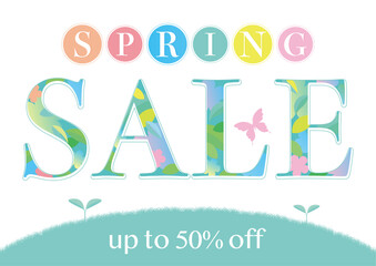 草原の新芽と花模様のスプリングセール、50％OFF