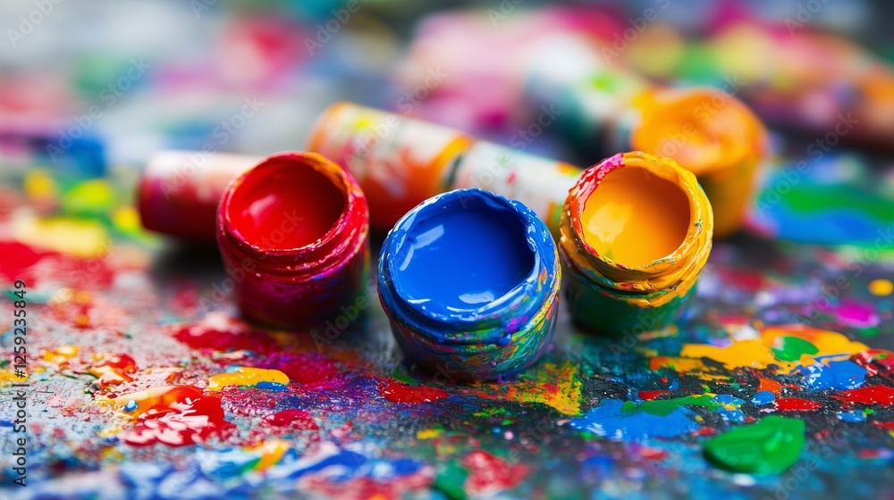 Poster colorful explosion of paint on the ground. a seamless seamless pattern of vibrant splashes of transp