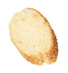 Piece of fresh baguette isolated on white