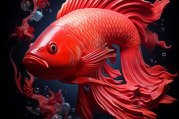red fish swims in the water,.Generative AI