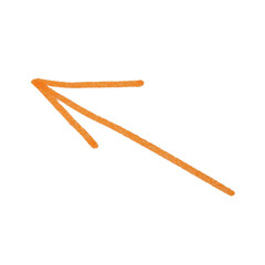 One orange drawn arrow isolated on white