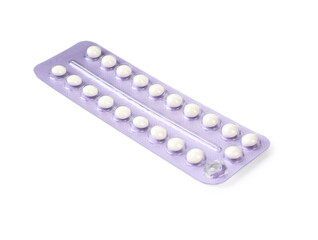 Blister of contraceptive pills isolated on white