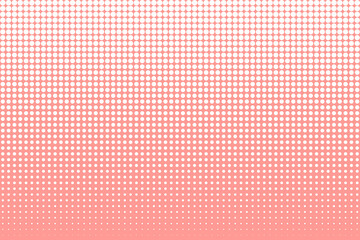 Pink halftone pattern. White dotted layout. Gradual fade effect. Vector background.