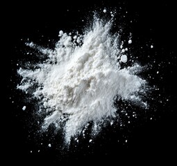 Exploding Flour Against Black Background