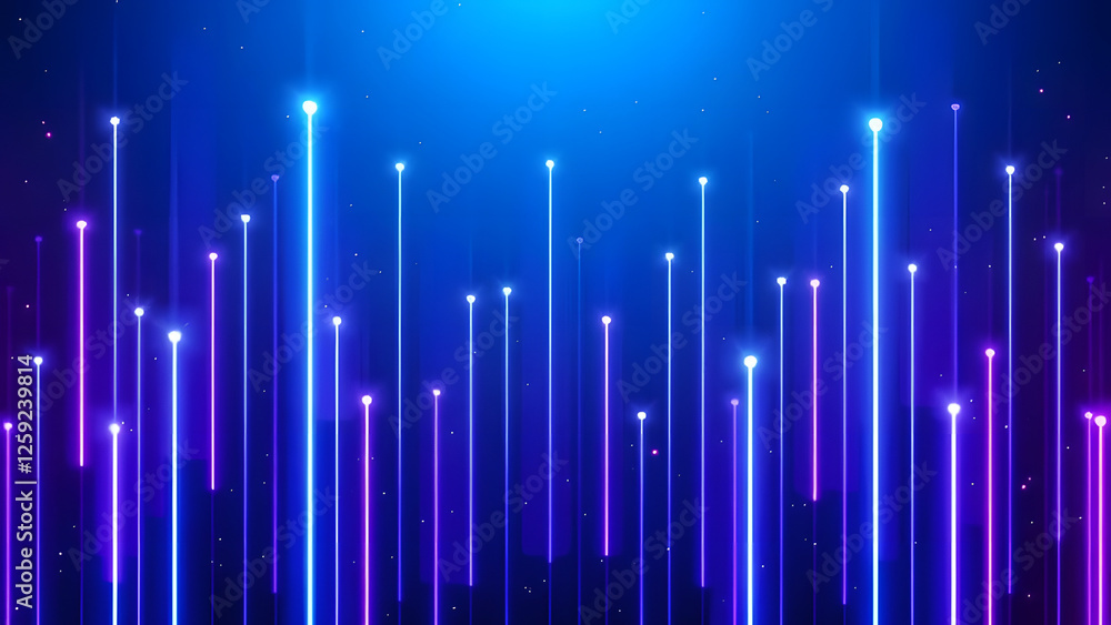 Poster abstract blue lines create a bright, digital wave pattern