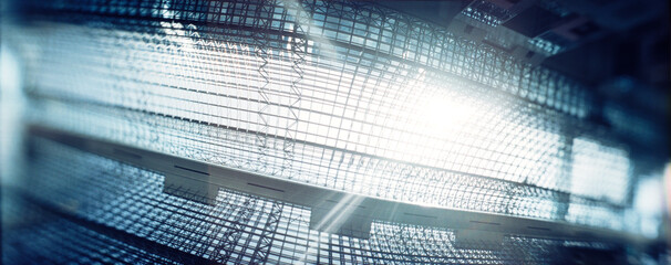 Panoramic view of the roof of a railroad station, Kyoto City, Kyoto Prefecture, Kinki Region, Japan.