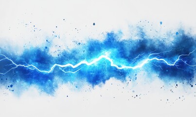 Obraz premium Blue electric lightning strike, energy, power, abstract background, website banner